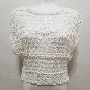 Heart N Crush sweater Small open knit crochet pullover boho dolman